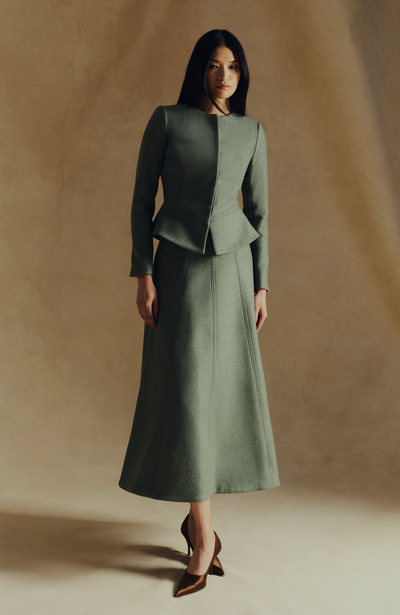 Boiled Wool Midi Skirt