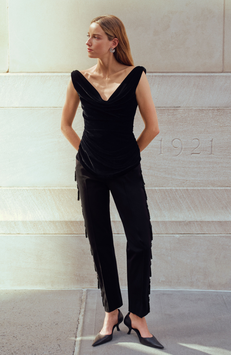Crushed Velvet Draped Top