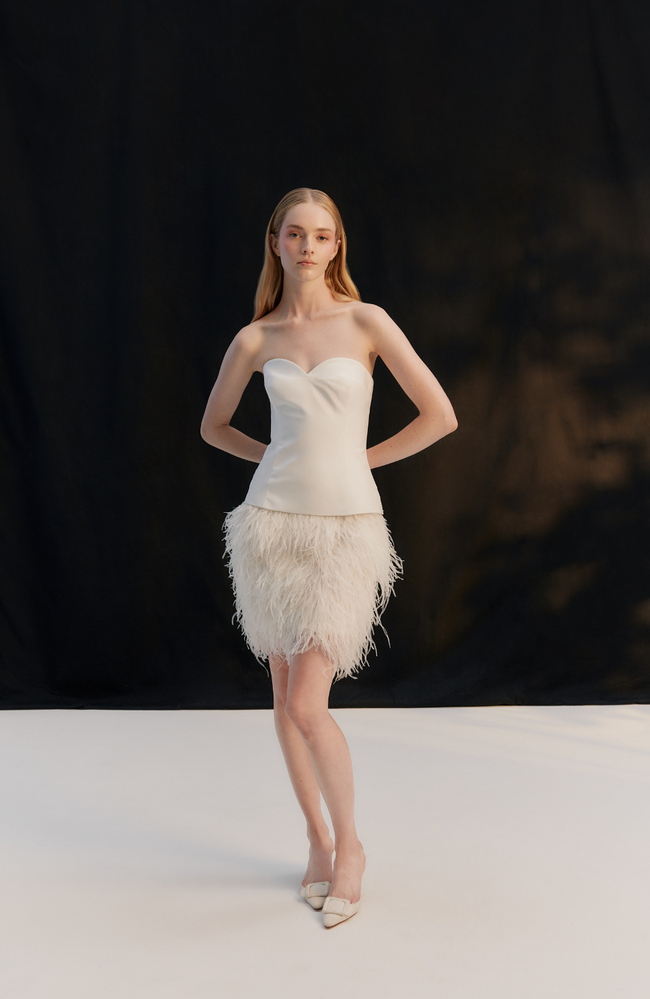 Feather Embroidery Feather Mini Skirt