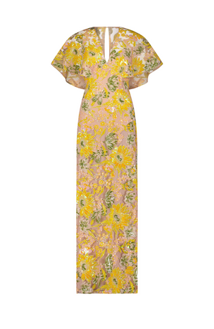 Floral Sequin Tulle V-Neck Column Dress – Lela Rose