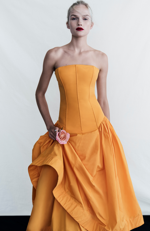 Taffeta Strapless Seam Detail Full Skirt Dress