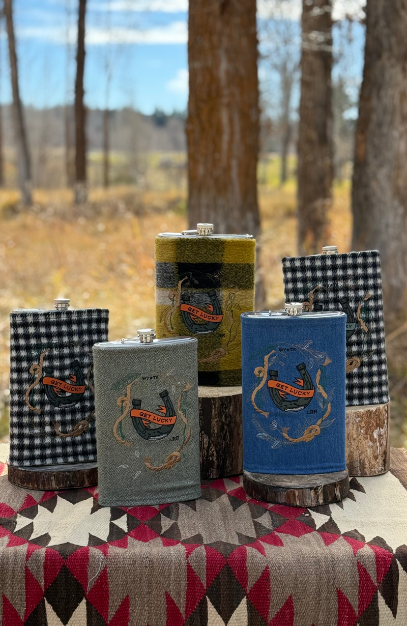 Embroidered "Get Lucky" Flasks