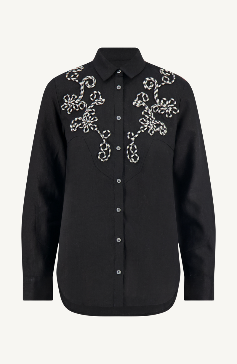 Corded Embroidery Cotton Poplin Shirt