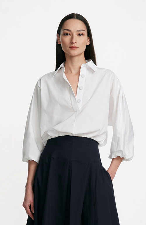 Cotton Poplin Long Sleeve Top