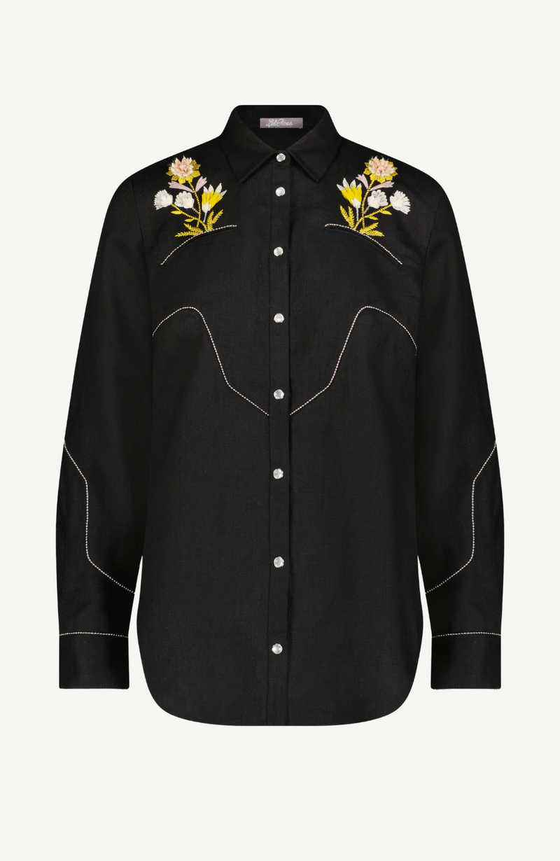 Flower Vase Embroidery Shirt