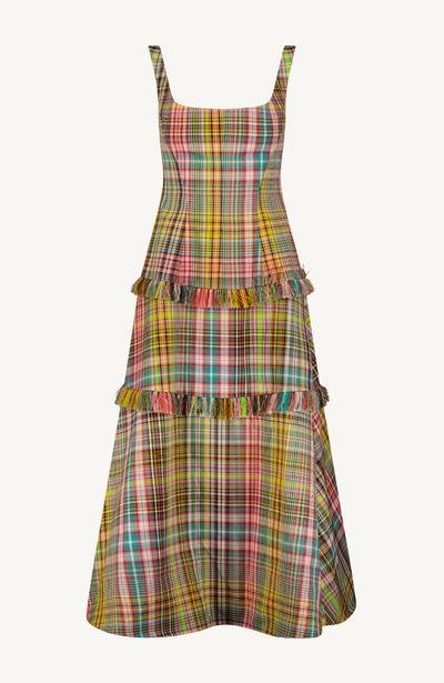 Handloomed Plaid Full Skirt Dress