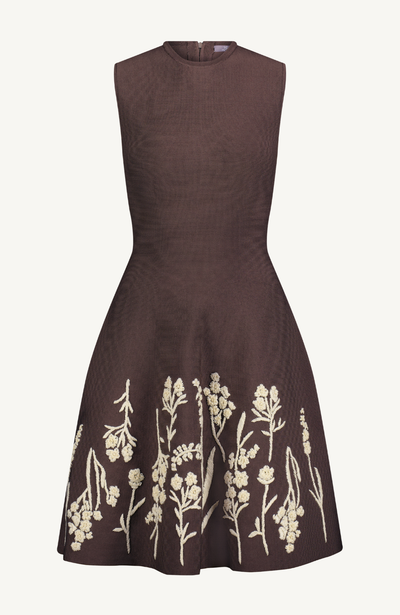 Raffia Embroidered Knit Penelope Dress
