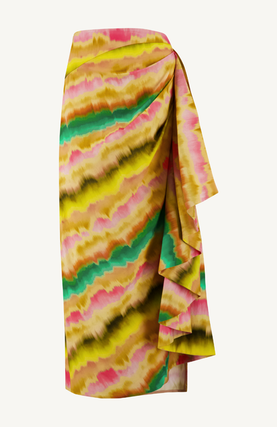 Sunset Cotton Ruffle Detail Pencil Skirt