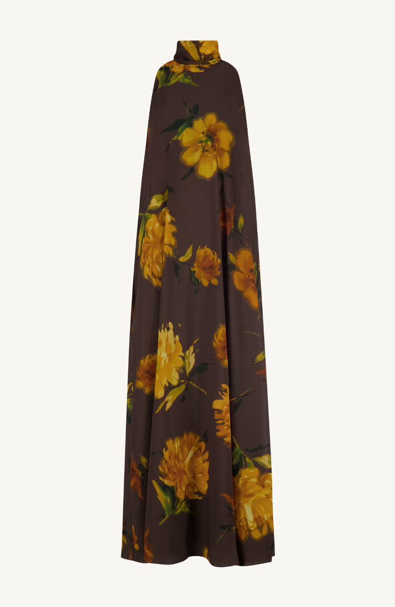 Floral Printed Chiffon Sleeveless Tie Neck Maxi Dress