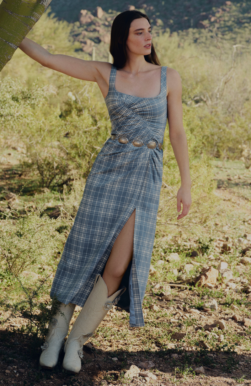 Plaid Seersucker Ruched Sparrow Dress