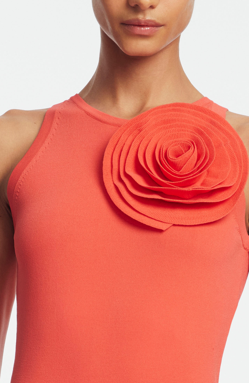 Rose Detail Knit Halter Dress