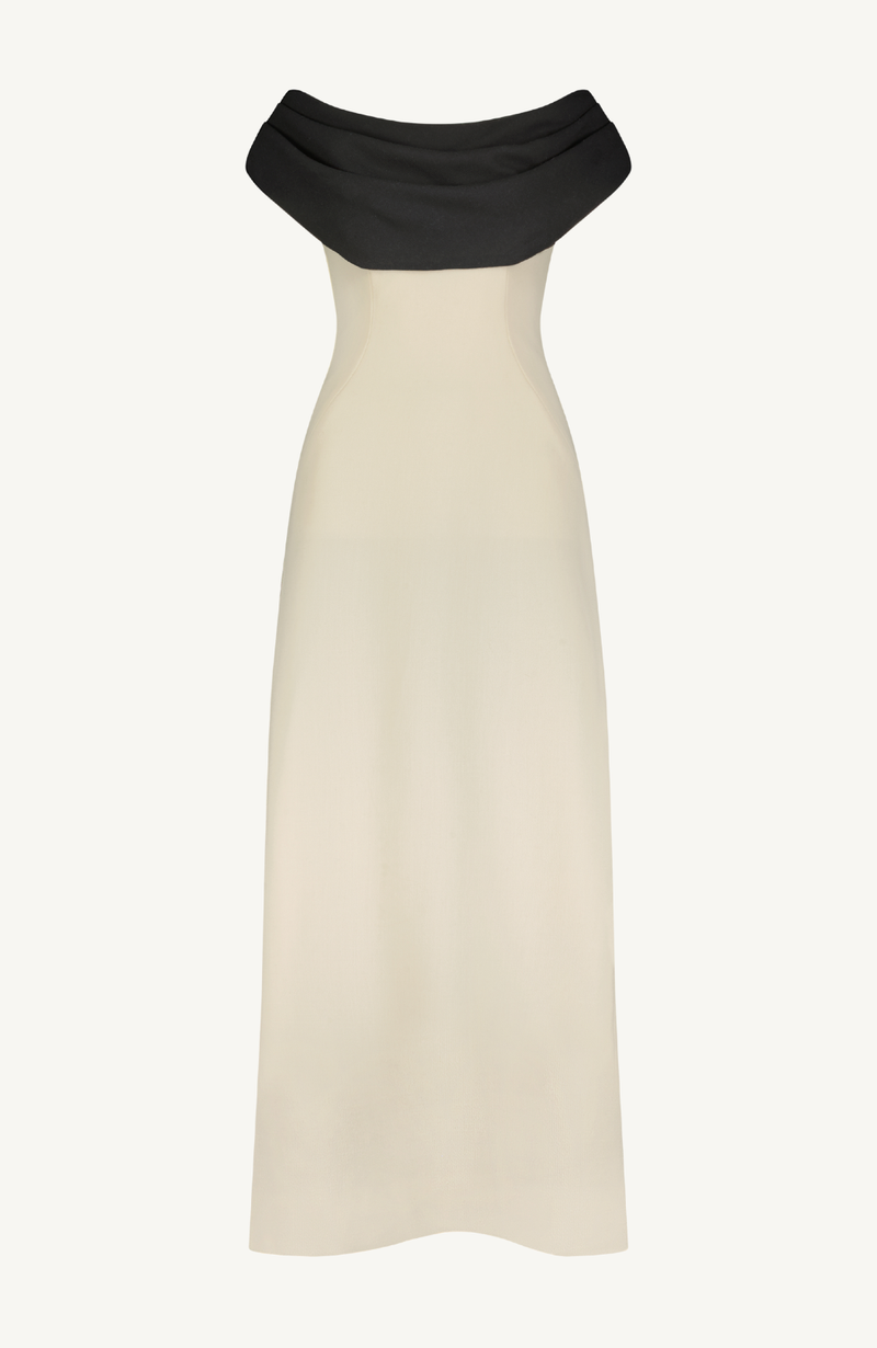 Wool Crepe Cowl Neck Gown