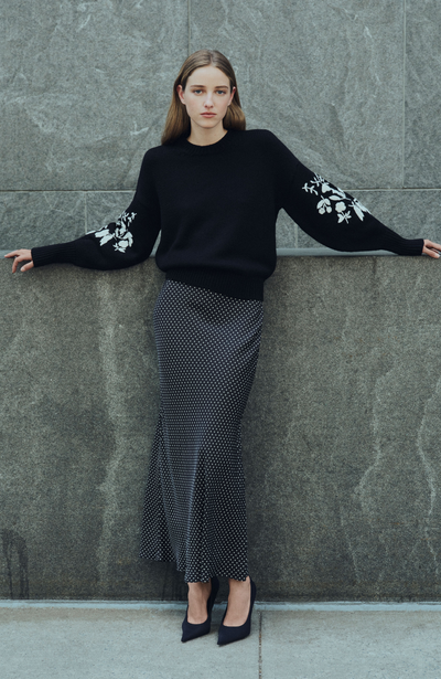 Floral Embroidered Knit