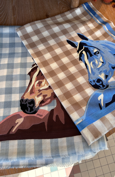Merino Wool Horse Embroidered Scarf