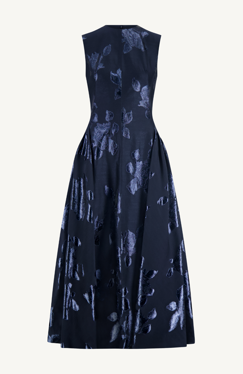 Floral Fil Coupe Sleeveless A-Line Dress