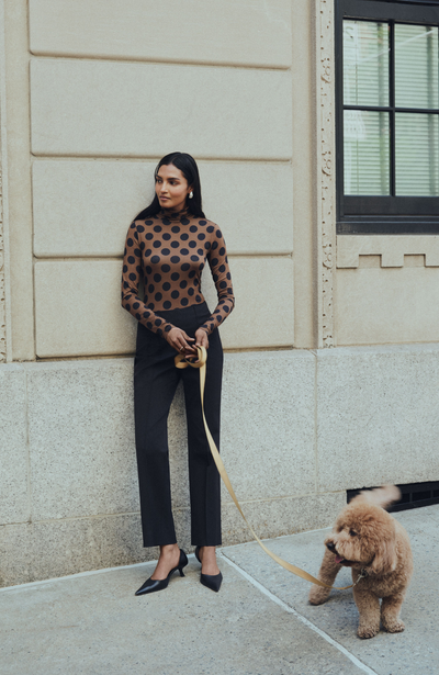 Polka Dot Jersey Turtleneck