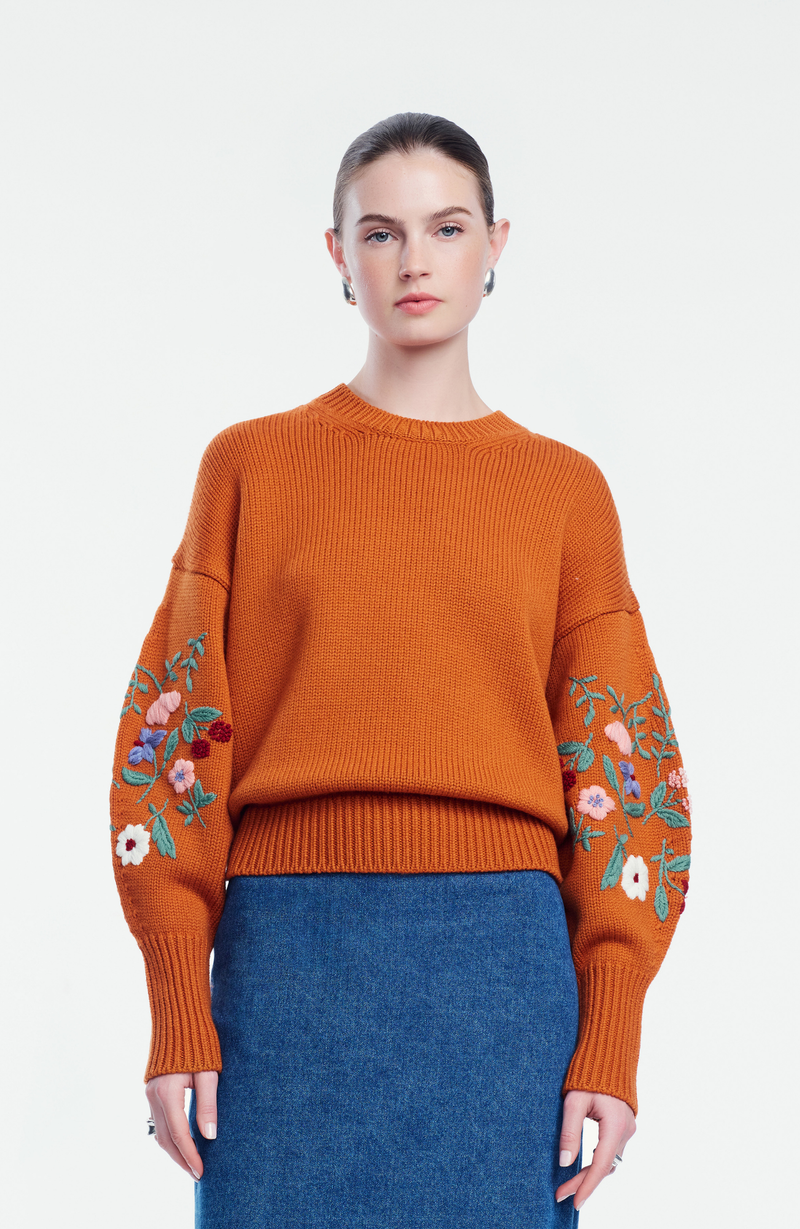 Floral Embroidered Knit