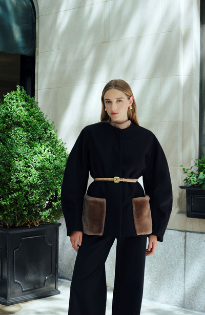 Boiled Wool Shearling Coat