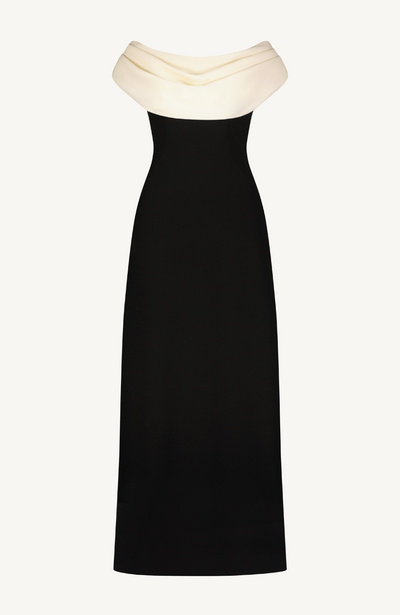 Wool Crepe Cowl Neck Gown