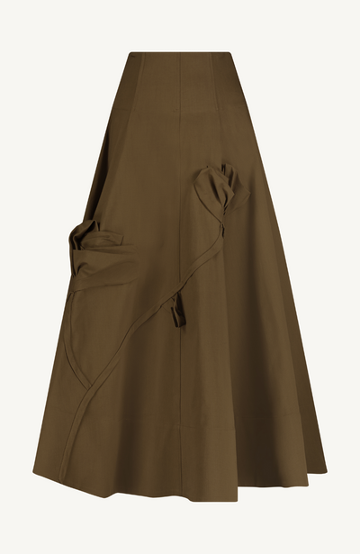 Stretch Cotton Twill Draped Rose Parker Skirt