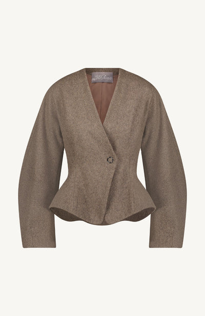 Boiled Wool Coating Peplum Jacket