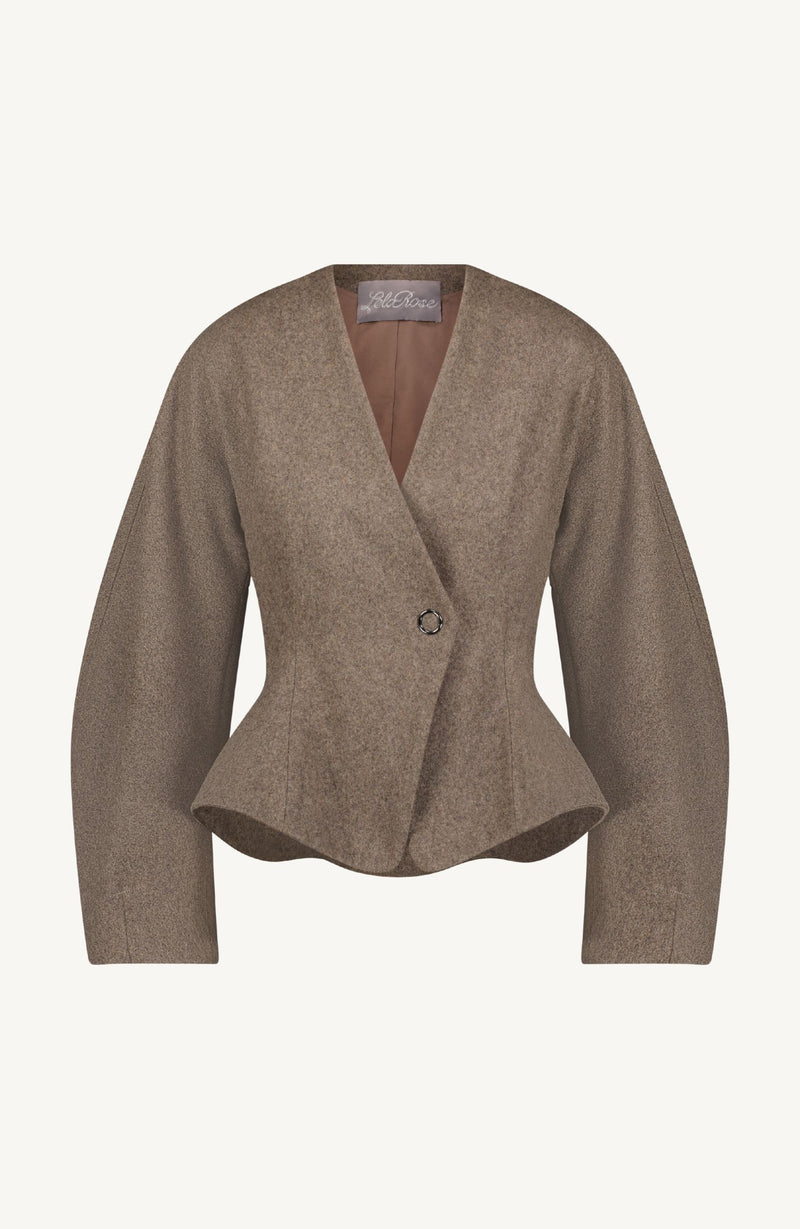 Boiled Wool Coating Peplum Jacket