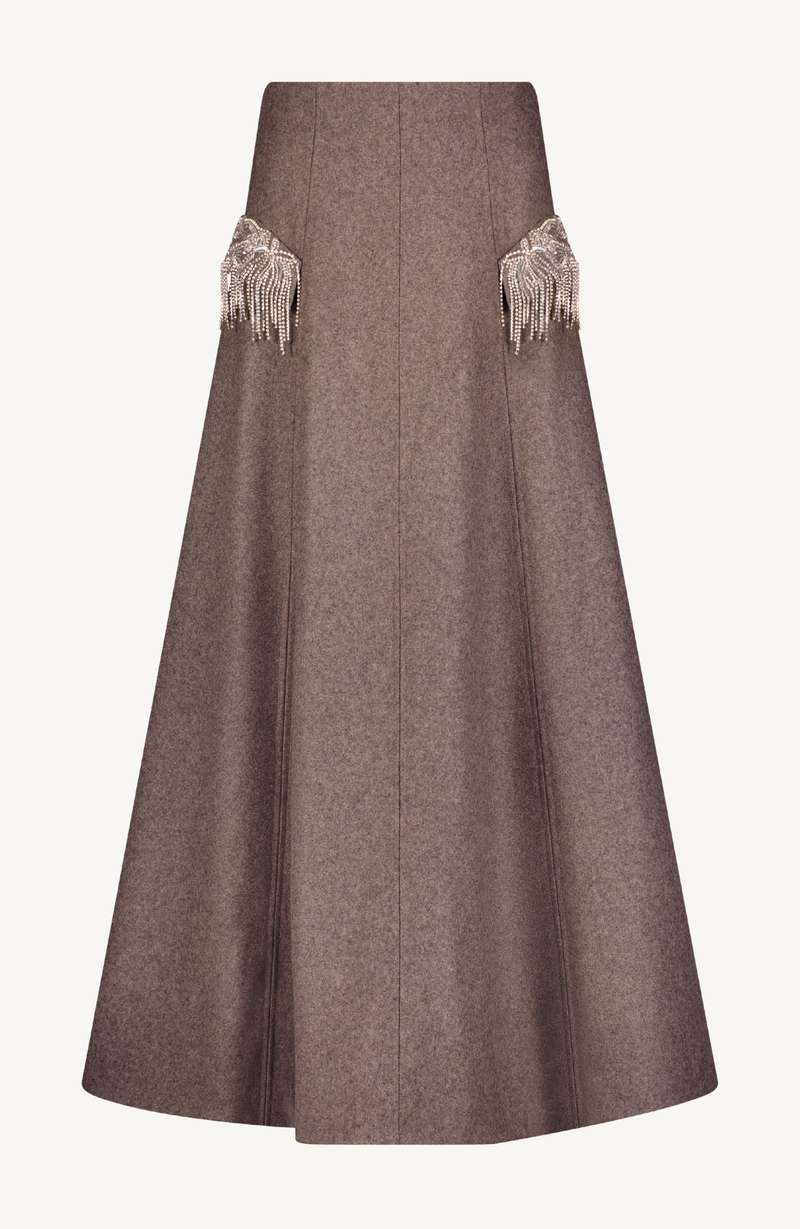 Boiled Wool Coating Seamed Skirt