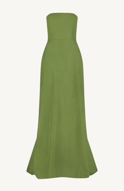 Taffeta Strapless Bustle Detail Gown