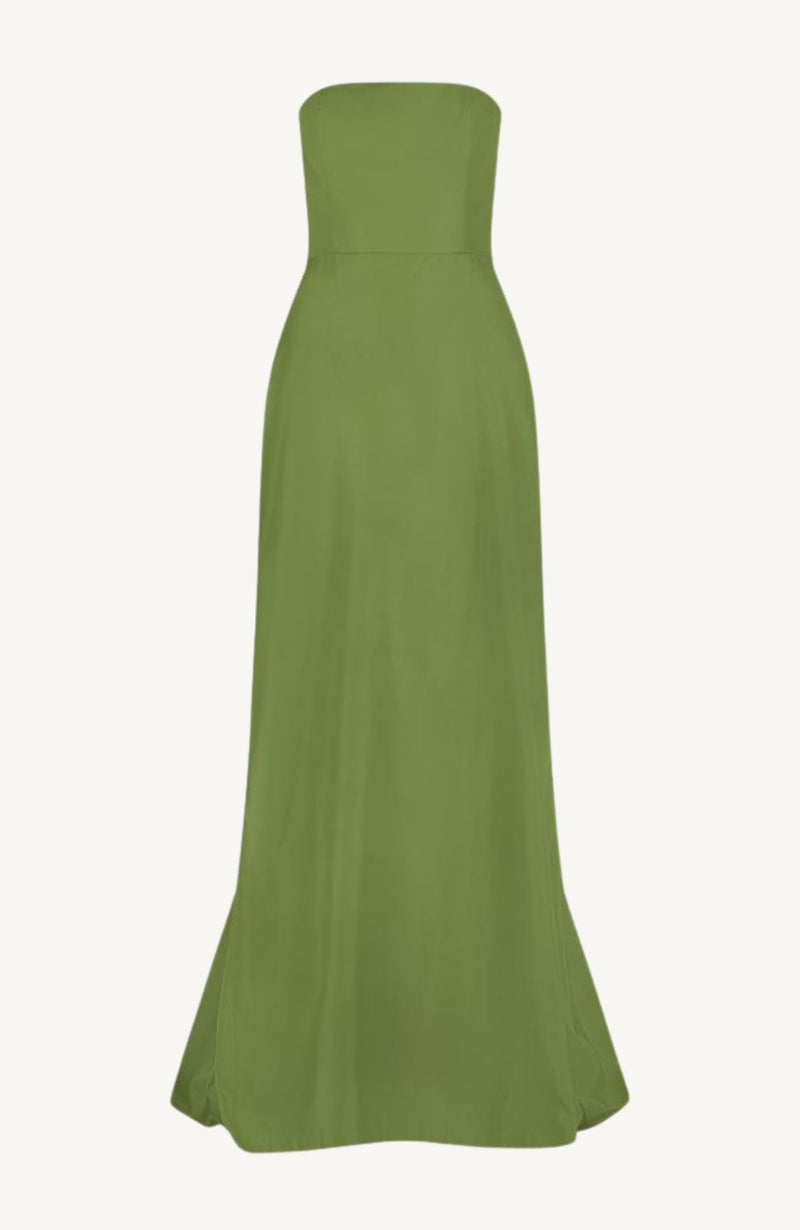 Taffeta Strapless Bustle Detail Gown