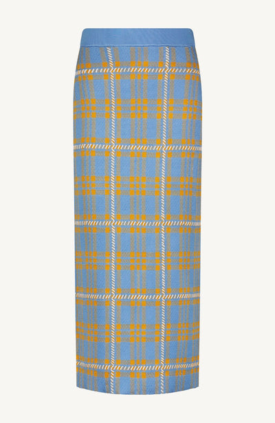 Plaid Jacquard Knit Pencil Skirt