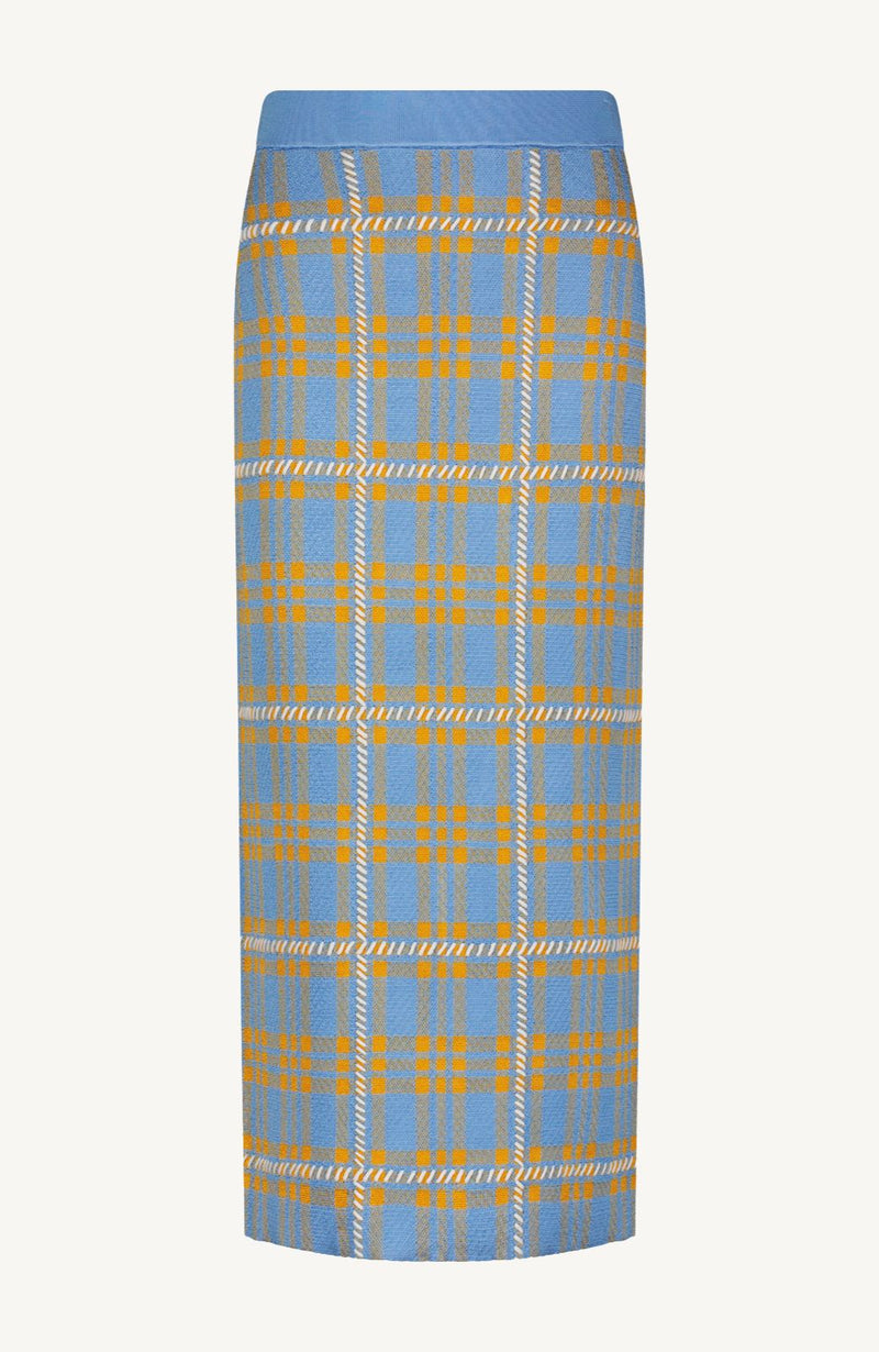 Plaid Jacquard Knit Pencil Skirt