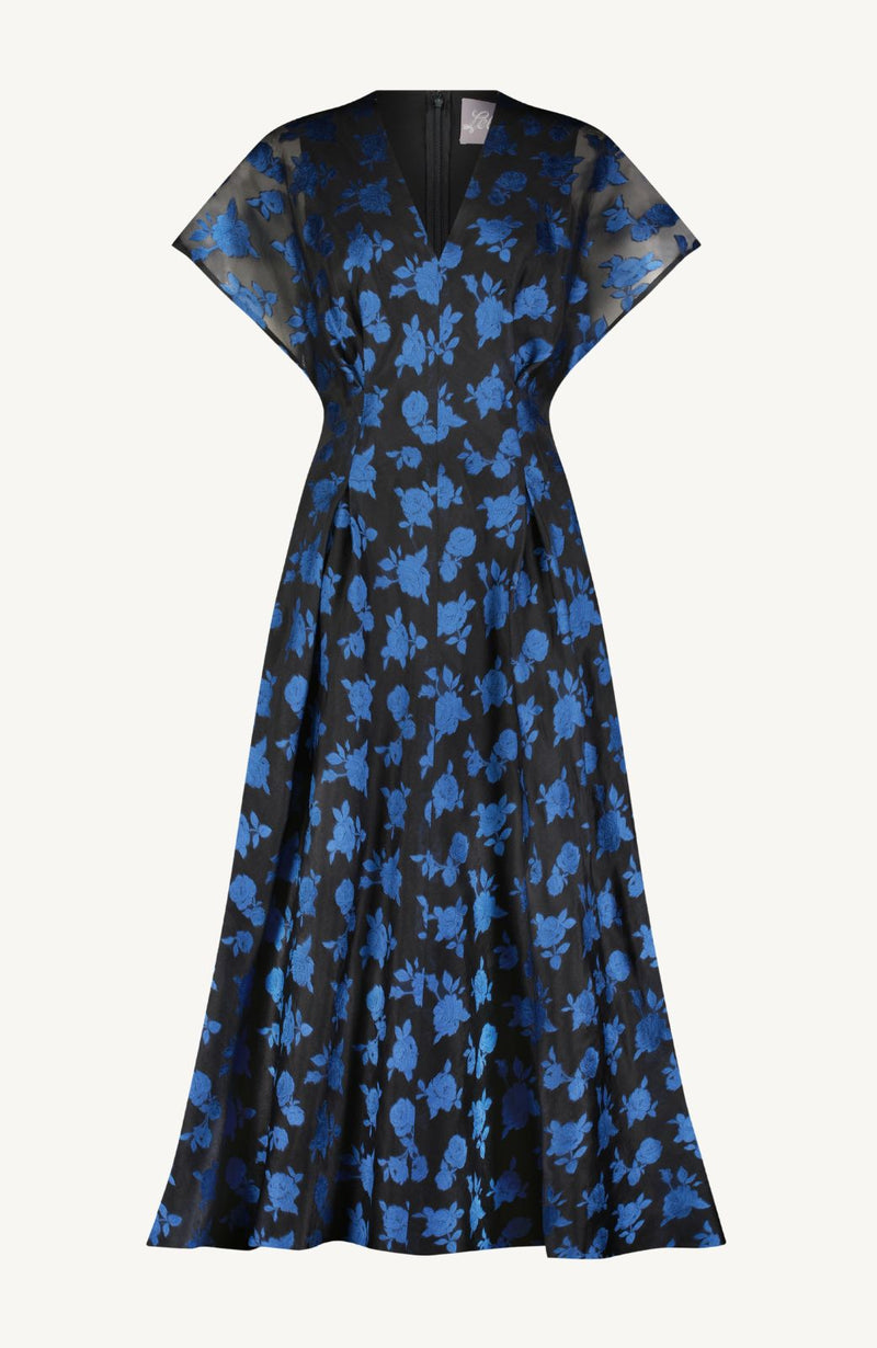 Floral Fil Coupe V-Neck A-line Dress Lela Rose Floral Fil Coupe V-Neck A-line Dress Lela Rose