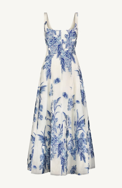 Floral Fil Coupe Seam Detail Scoop Neck Midi Dress