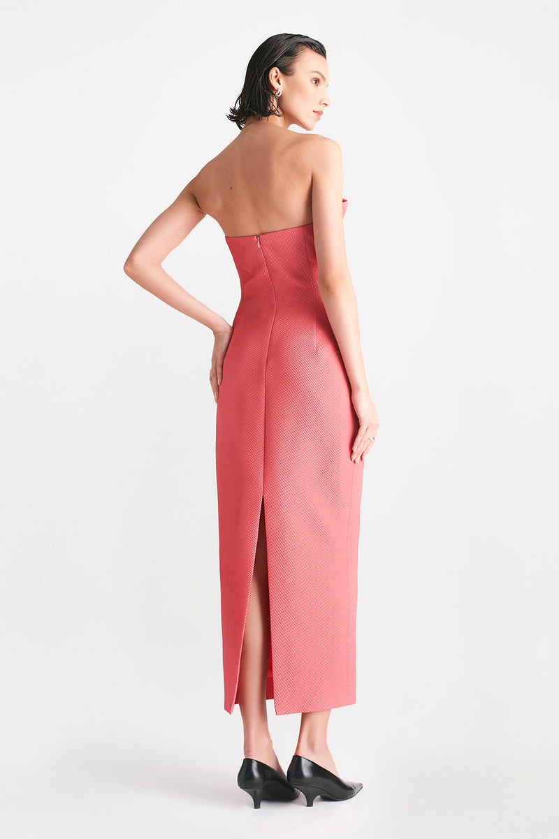 Textured Satin Draped Tulip Sheath