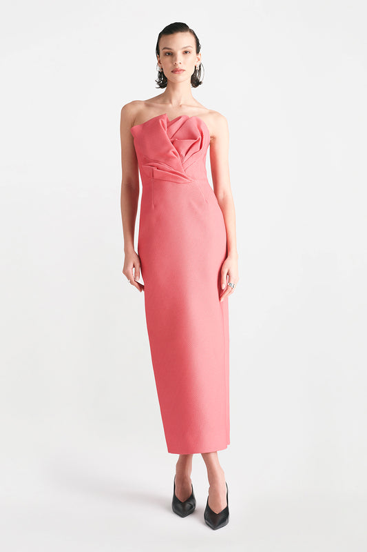 Textured Satin Draped Tulip Sheath