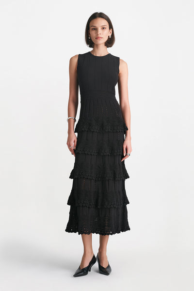 Crochet Ruffle Knit Sleeveless Piper Dress