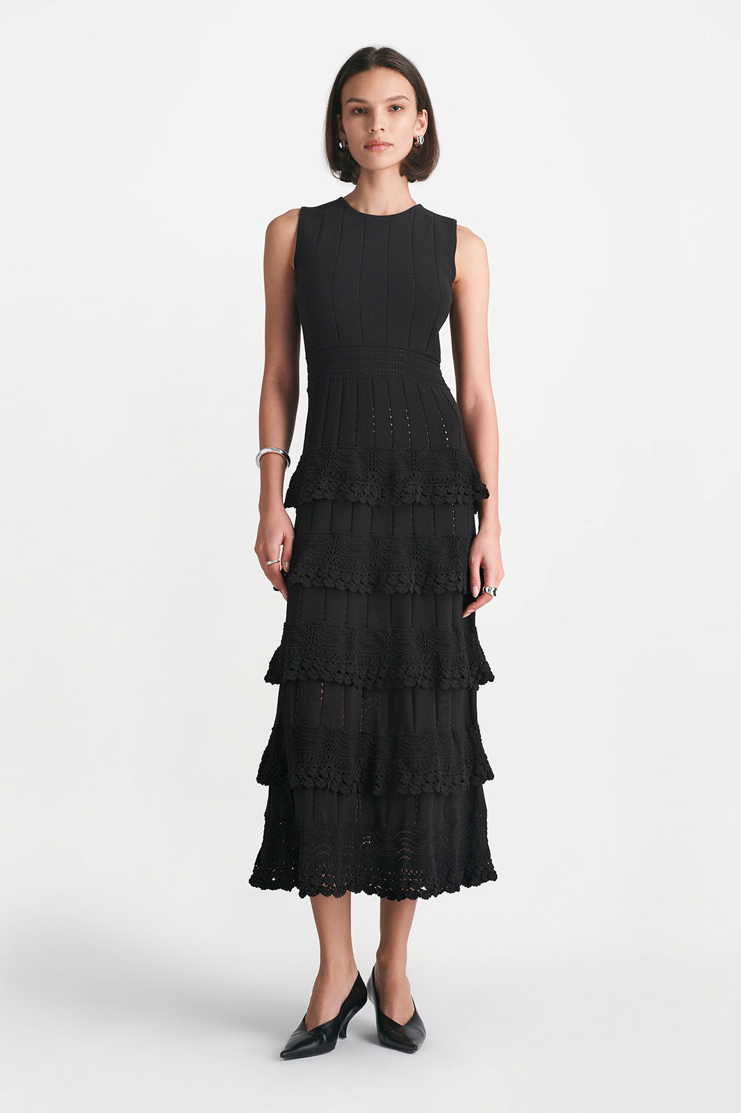 Crochet Ruffle Knit Sleeveless Piper Dress