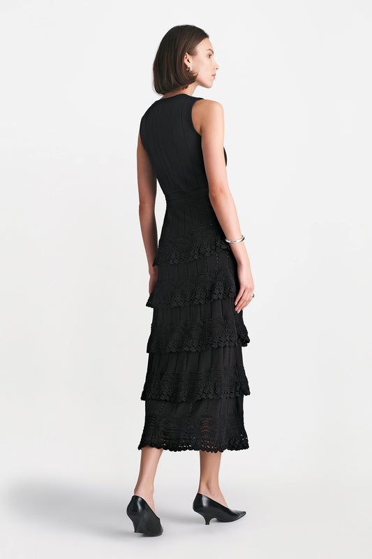 Crochet Ruffle Knit Sleeveless Piper Dress