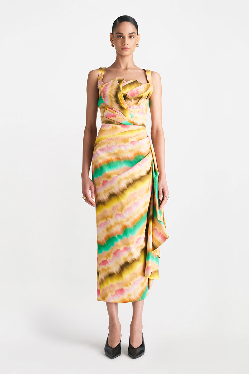 Sunset Cotton Ruffle Detail Pencil Skirt