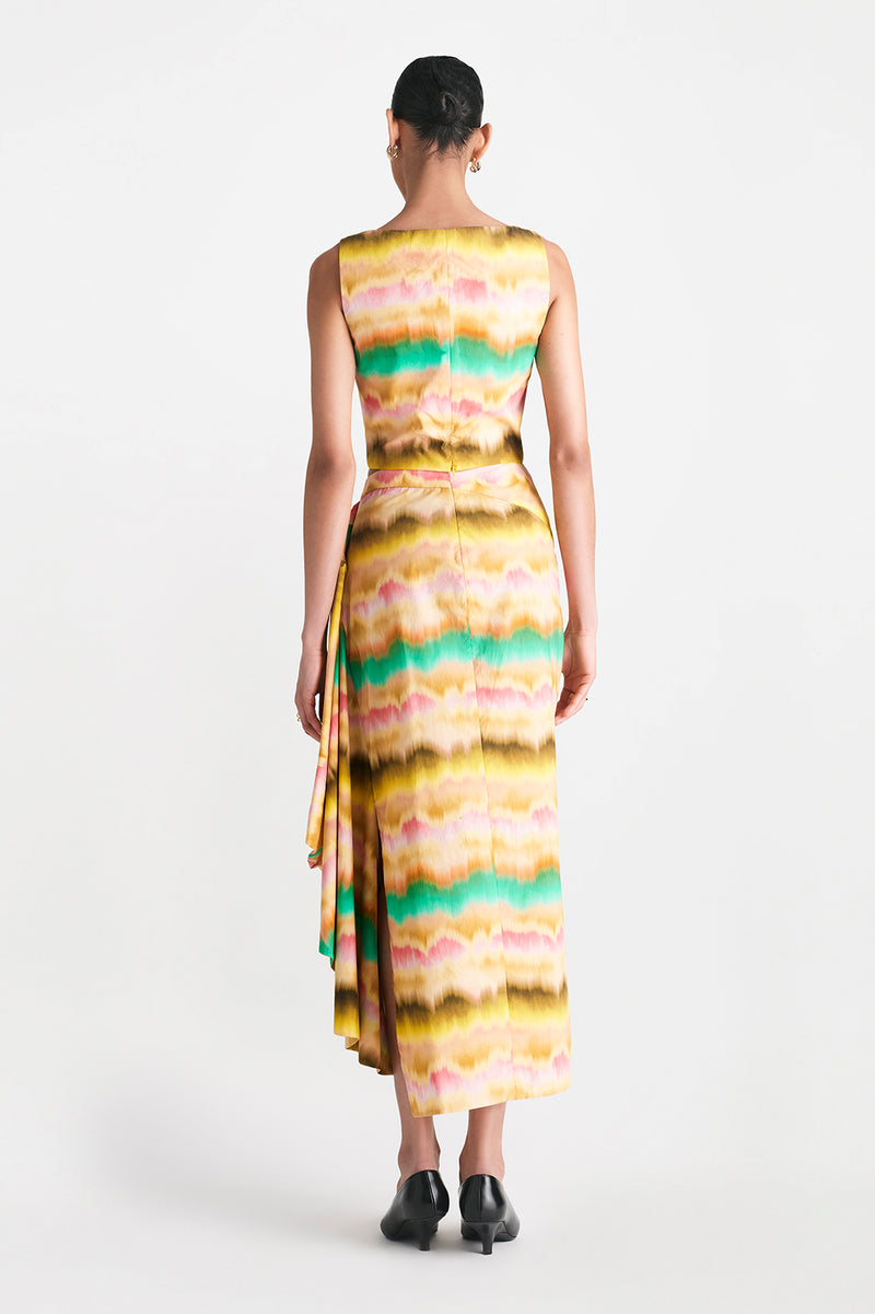 Sunset Cotton Ruffle Detail Pencil Skirt