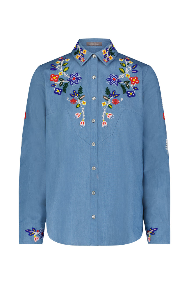Floral Seed Bead Classic Ranch Shirt