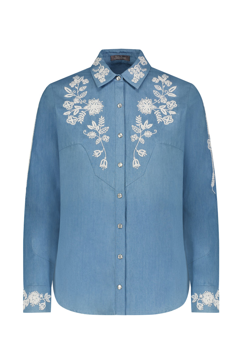 Floral Seed Bead Classic Ranch Shirt