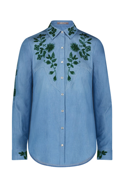 Floral Seed Bead Classic Ranch Shirt