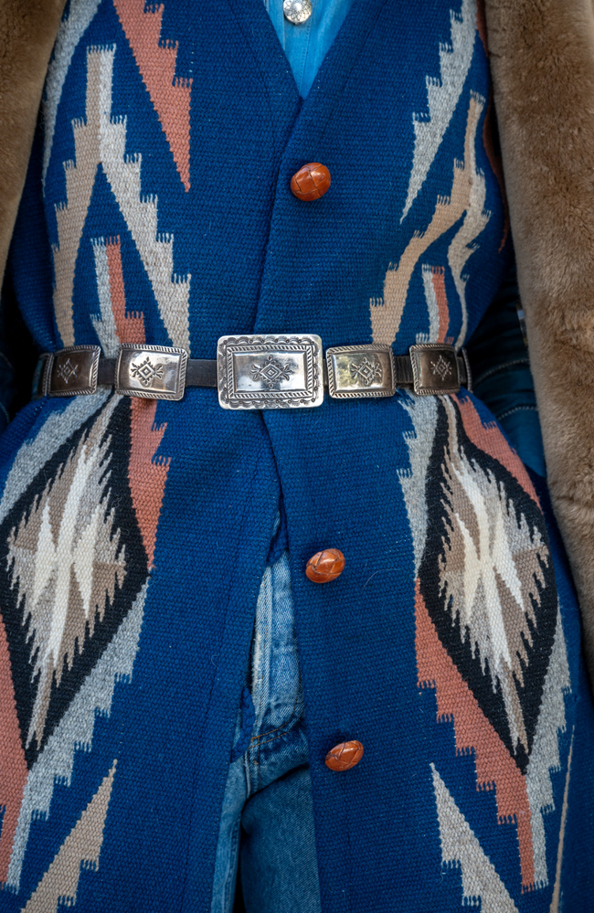 Vintage Navajo Sterling Silver 12-Piece Concho Belt Buckle