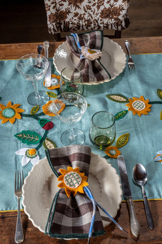 Embroidered Linen Table Runner