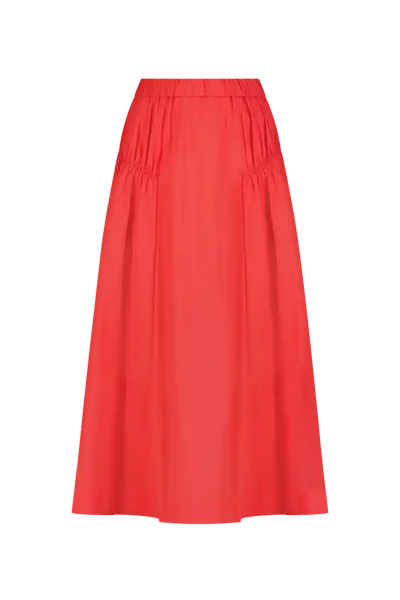 Tech Poplin Shirred Skirt