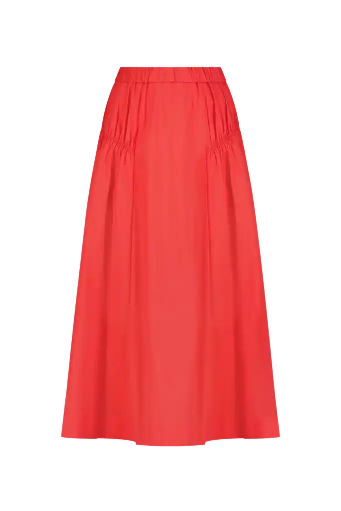 Tech Poplin Shirred Skirt