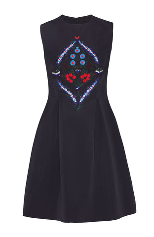 Embroidered Faille Betsy Dress