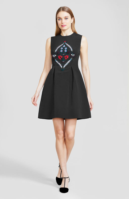Embroidered Faille Betsy Dress