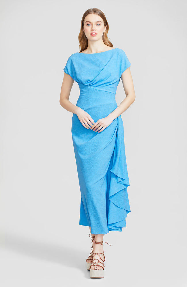 Textured Crepe Side Ruched Sheath